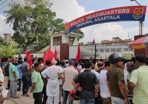 CPI-M gheraoed Police Headquarters in protest against BJP’s Attack on CPI-M Rally CPI-M gheraoed Police Headquarters in protest against BJP’s Attack on CPI-M Rally